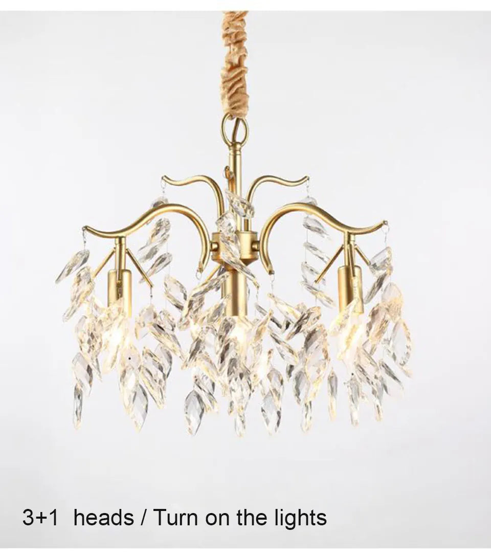 Verthara Premium Gold Crystal LED Pendant Chandelier | Dimmable 3 Colours