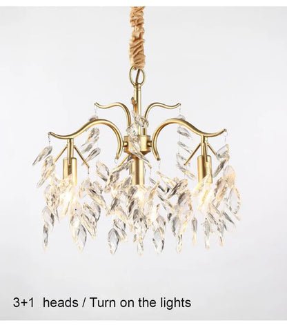 Verthara Premium Gold Crystal LED Pendant Chandelier | Dimmable 3 Colours