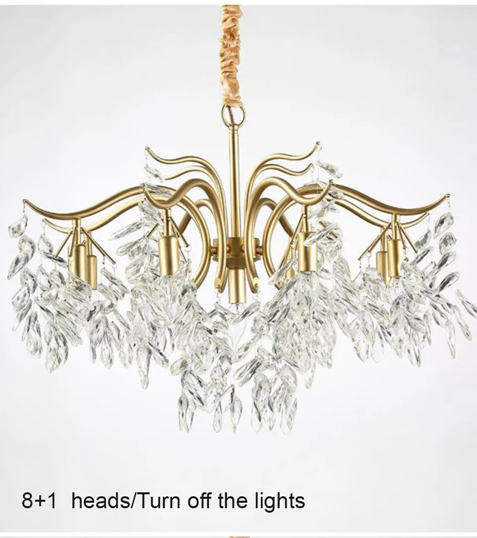 Verthara Premium Gold Crystal LED Pendant Chandelier | Dimmable 3 Colours