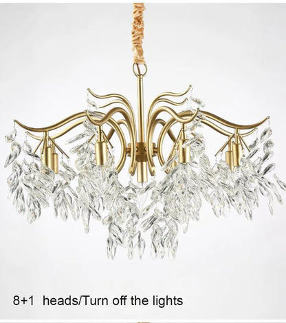 Verthara Premium Gold Crystal LED Pendant Chandelier | Dimmable 3 Colours