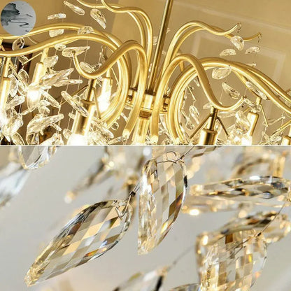 Verthara Premium Gold Crystal LED Pendant Chandelier | Dimmable 3 Colours