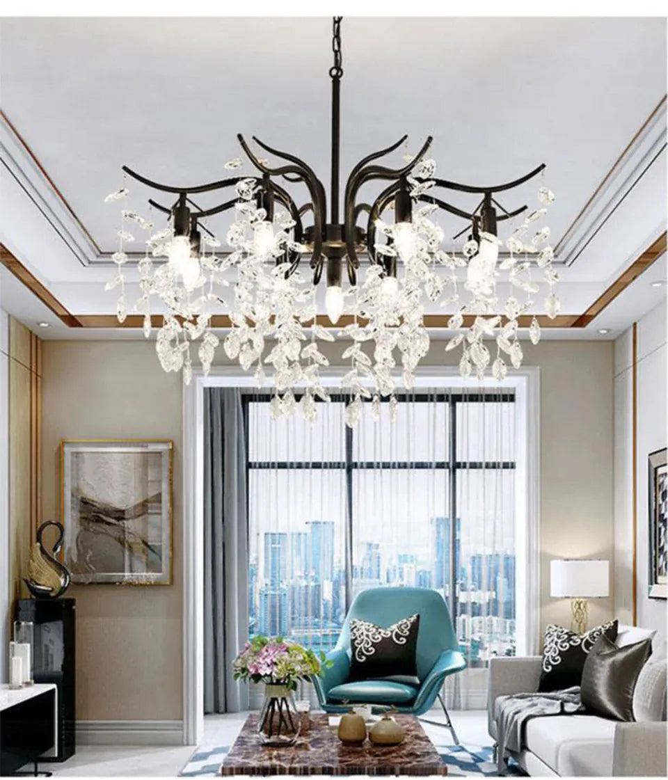 Verthara Premium Gold Crystal LED Pendant Chandelier | Dimmable 3 Colours