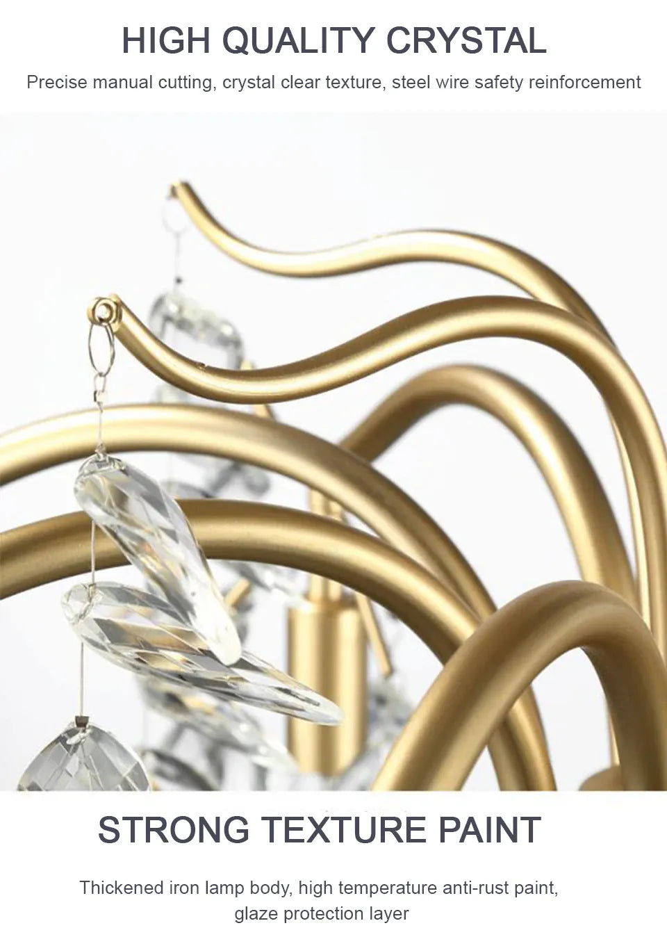 Verthara Premium Gold Crystal LED Pendant Chandelier | Dimmable 3 Colours