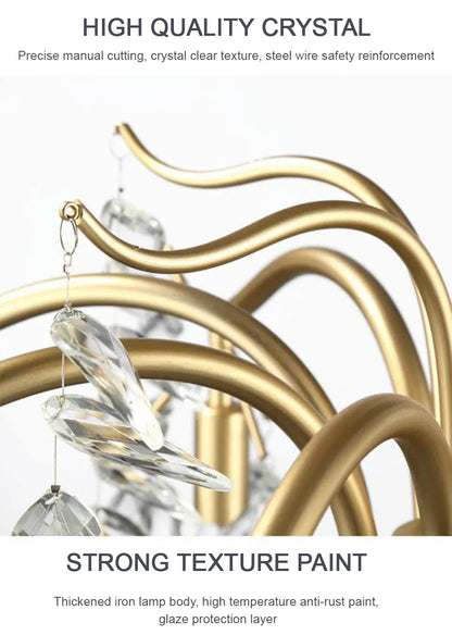 Verthara Premium Gold Crystal LED Pendant Chandelier | Dimmable 3 Colours