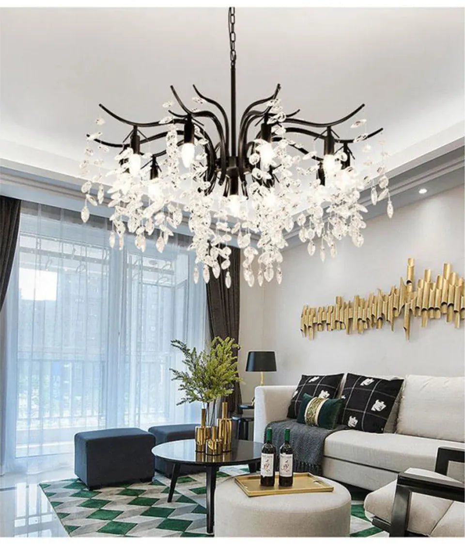 Verthara Premium Gold Crystal LED Pendant Chandelier | Dimmable 3 Colours