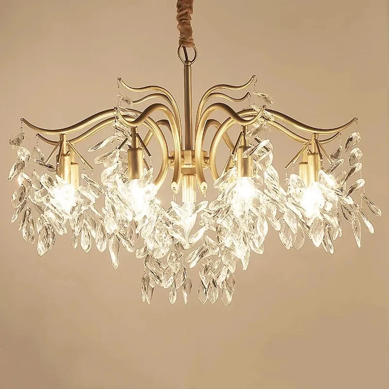 Verthara Premium Gold Crystal LED Pendant Chandelier | Dimmable 3 Colours