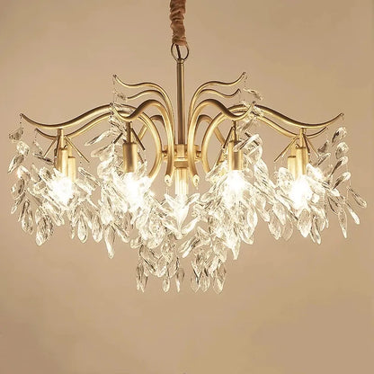 Verthara Premium Gold Crystal LED Pendant Chandelier | Dimmable 3 Colours