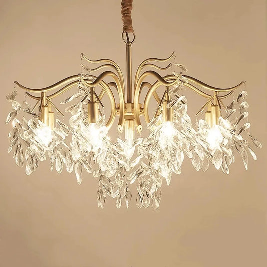 Verthara Premium Gold Crystal LED Pendant Chandelier | Dimmable 3 Colours