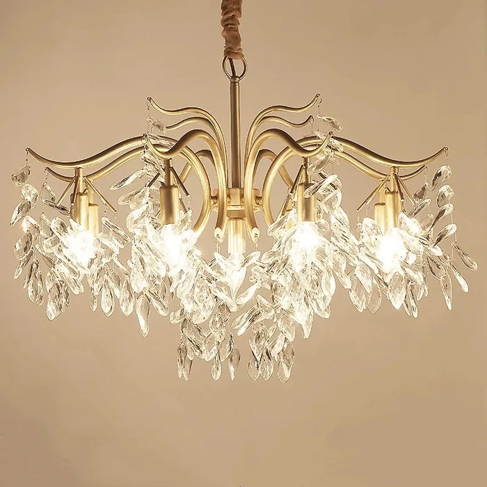 Verthara Premium Gold Crystal LED Pendant Chandelier | Dimmable 3 Colours