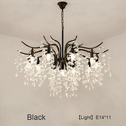Verthara Premium Gold Crystal LED Pendant Chandelier | Dimmable 3 Colours black 11 lights / Cold White