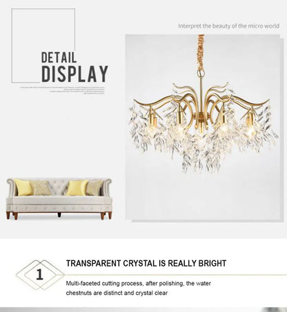 Verthara Premium Gold Crystal LED Pendant Chandelier | Dimmable 3 Colours