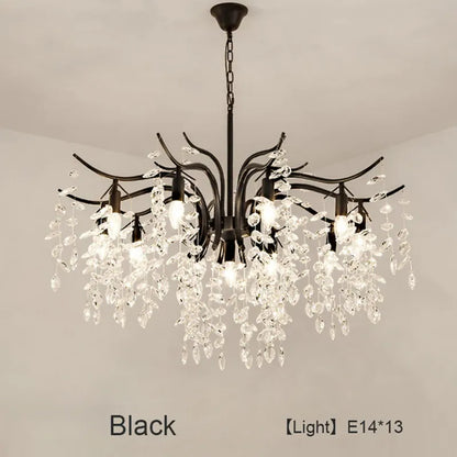 Verthara Premium Gold Crystal LED Pendant Chandelier | Dimmable 3 Colours black 13 lights / Cold White