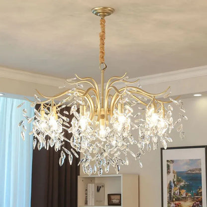 Verthara Premium Gold Crystal LED Pendant Chandelier | Dimmable 3 Colours