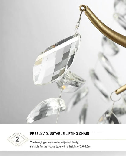 Verthara Premium Gold Crystal LED Pendant Chandelier | Dimmable 3 Colours