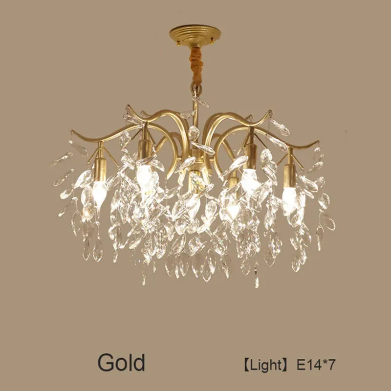 Verthara Premium Gold Crystal LED Pendant Chandelier | Dimmable 3 Colours gold 7 lights / Cold White