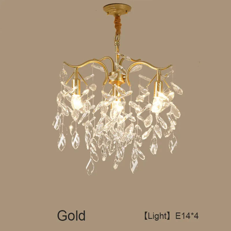 Verthara Premium Gold Crystal LED Pendant Chandelier | Dimmable 3 Colours gold 4 lights / Cold White