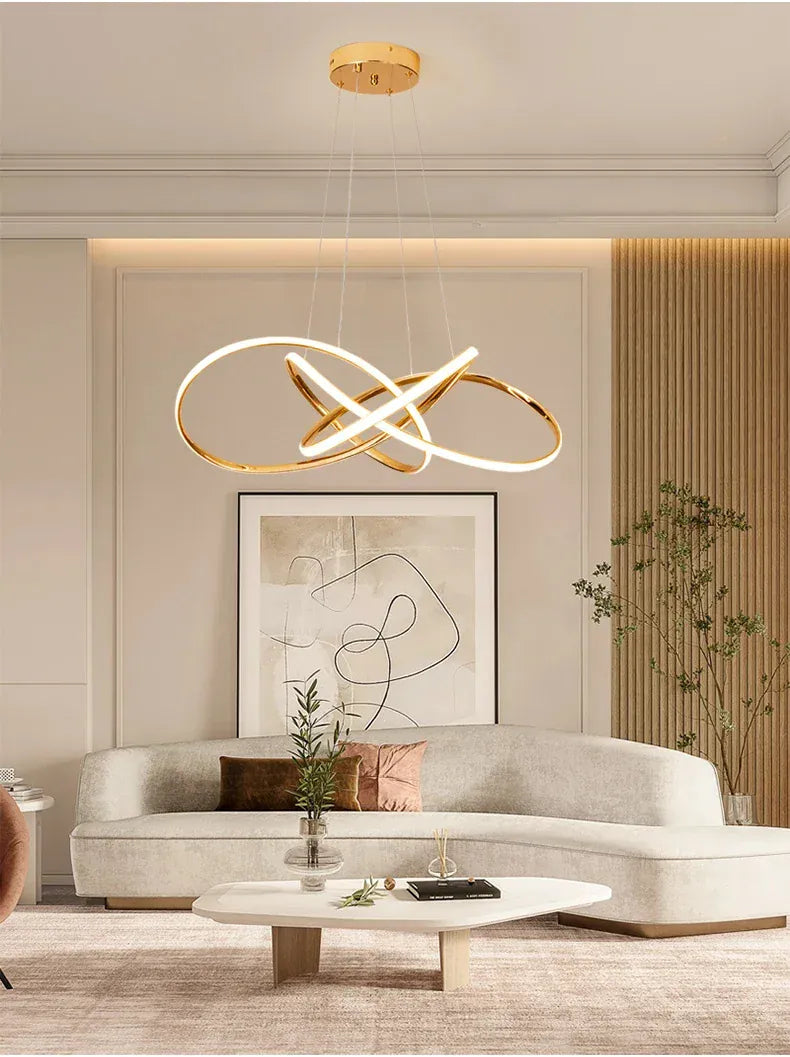 Verthara Premium Gold Geometric Line Chandelier