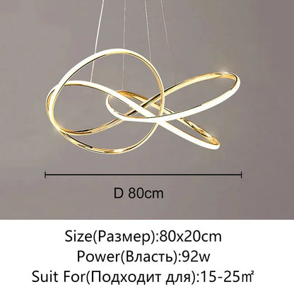 Verthara Premium Gold Geometric Line Chandelier D80cm / Brightness Dimmable