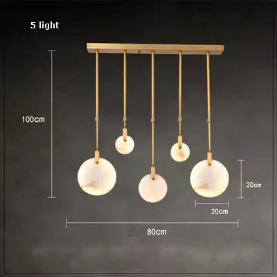Verthara Premium Gold Marble Round Pendant Chandelier 5 Heads-B