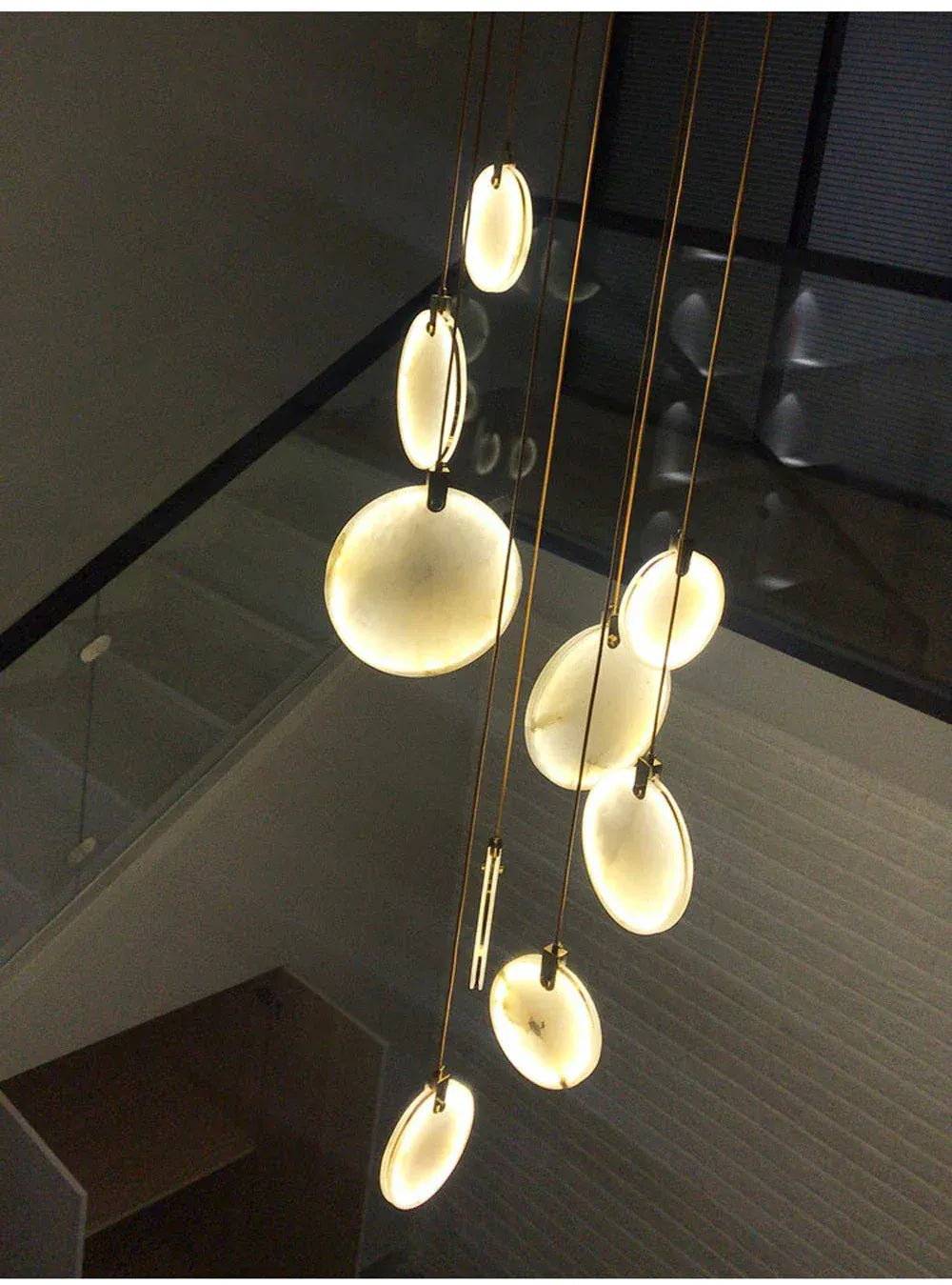 Verthara Premium Gold Marble Round Pendant Chandelier