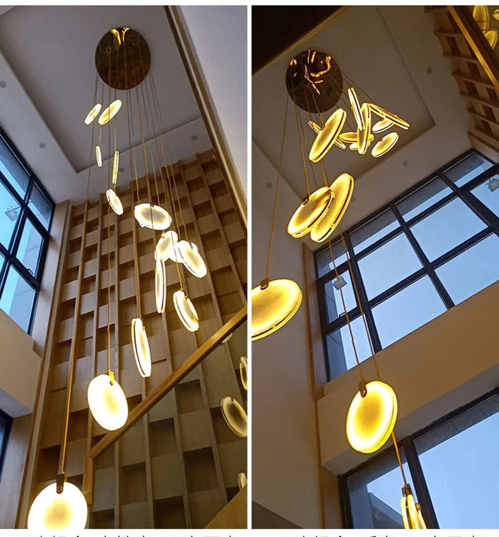 Verthara Premium Gold Marble Round Pendant Chandelier