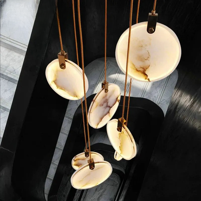 Verthara Premium Gold Marble Round Pendant Chandelier
