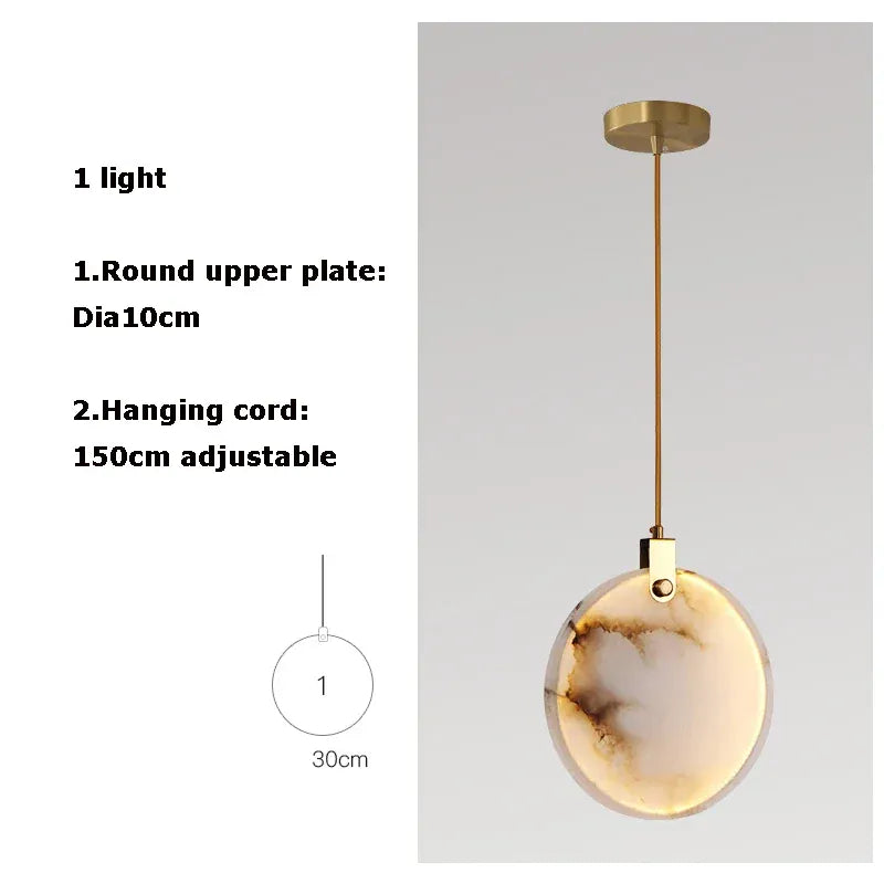 Verthara Premium Gold Marble Round Pendant Chandelier D30cm-1 head