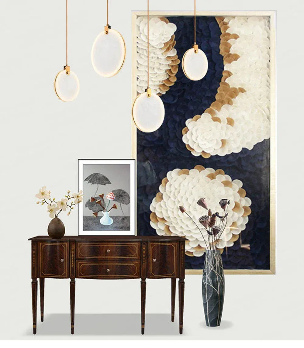 Verthara Premium Gold Marble Round Pendant Chandelier