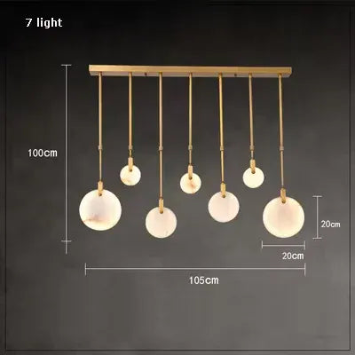 Verthara Premium Gold Marble Round Pendant Chandelier 7 Heads-B