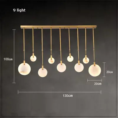 Verthara Premium Gold Marble Round Pendant Chandelier 9 Heads-B