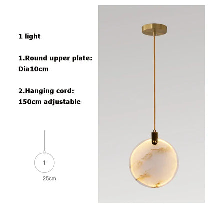Verthara Premium Gold Marble Round Pendant Chandelier D25cm-1 head
