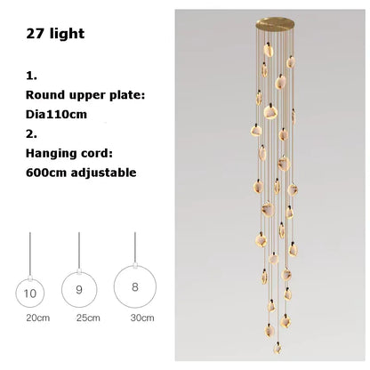 Verthara Premium Gold Marble Round Pendant Chandelier 27 Heads