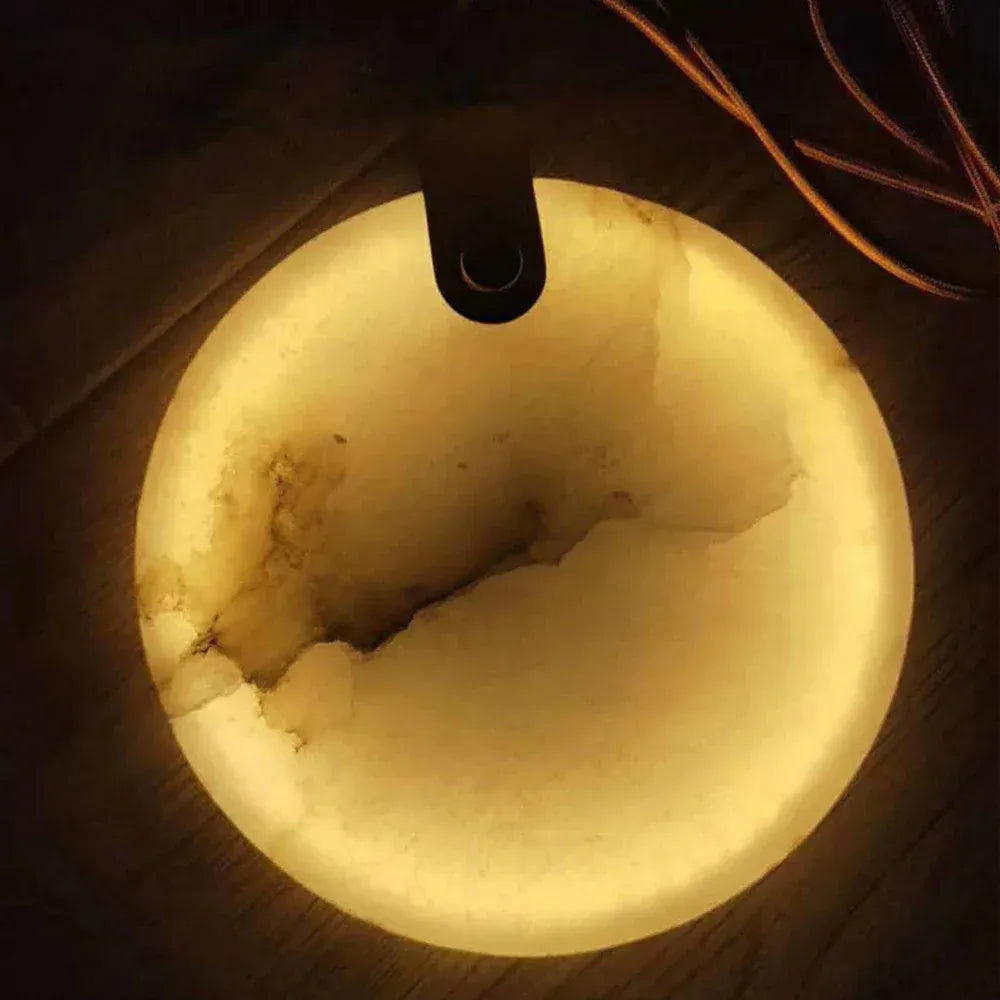 Verthara Premium Gold Marble Round Pendant Chandelier