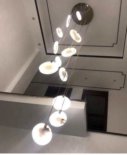 Verthara Premium Gold Marble Round Pendant Chandelier