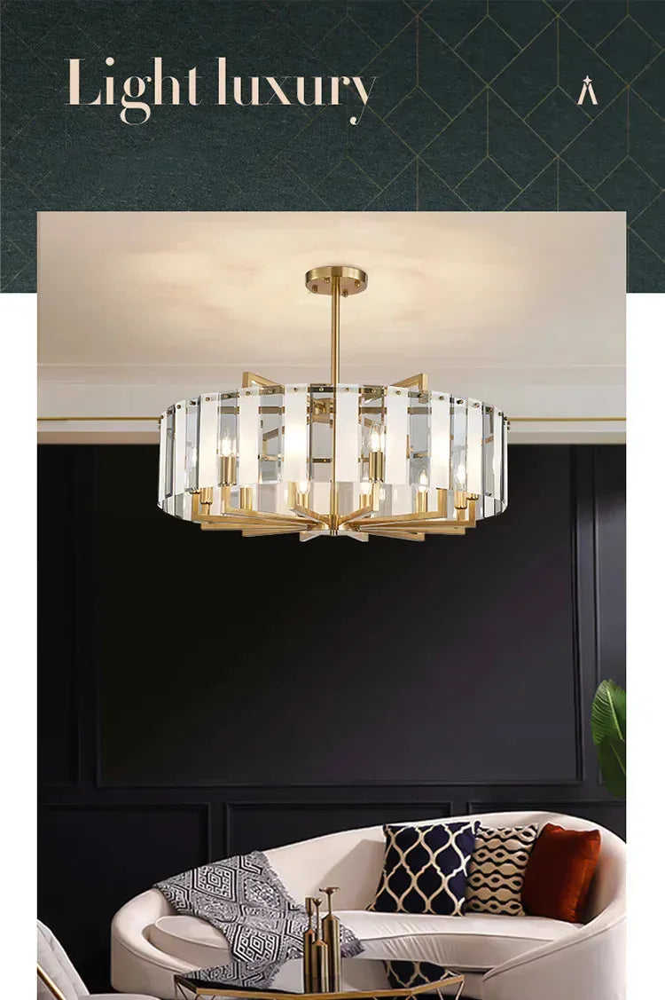 Verthara Premium Gold Raindrop Crystal Chandelier