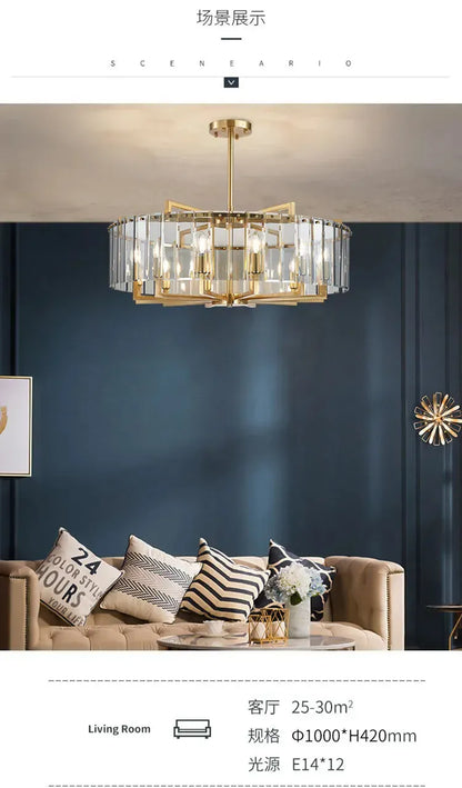 Verthara Premium Gold Raindrop Crystal Chandelier