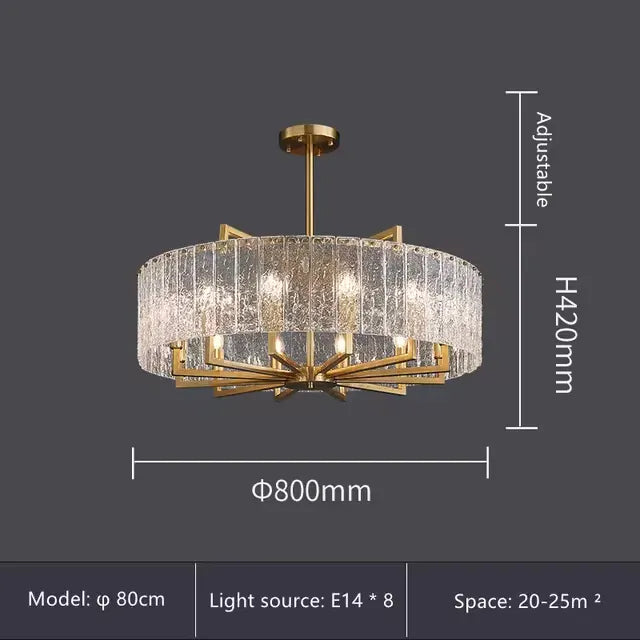 Verthara Premium Gold Raindrop Crystal Chandelier Dia80cm H42cm -A / Cold White
