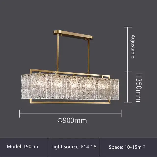 Verthara Premium Gold Raindrop Crystal Chandelier L90 W34 H35cm-A / Cold White