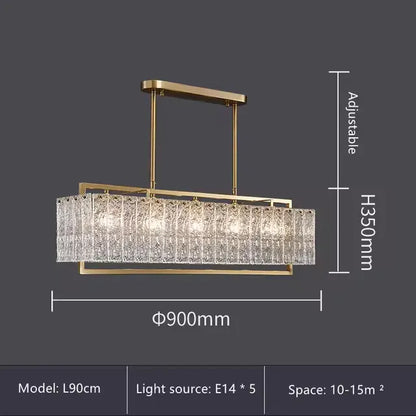 Verthara Premium Gold Raindrop Crystal Chandelier L90 W34 H35cm-A / Cold White