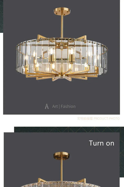 Verthara Premium Gold Raindrop Crystal Chandelier