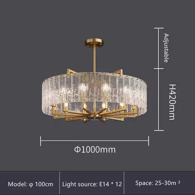 Verthara Premium Gold Raindrop Crystal Chandelier Dia100cm H42cm -A / Cold White