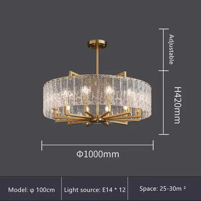 Verthara Premium Gold Raindrop Crystal Chandelier Dia100cm H42cm -A / Cold White
