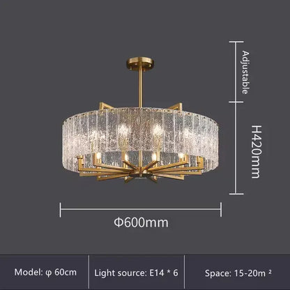 Verthara Premium Gold Raindrop Crystal Chandelier Dia60cm H42cm -A / Cold White