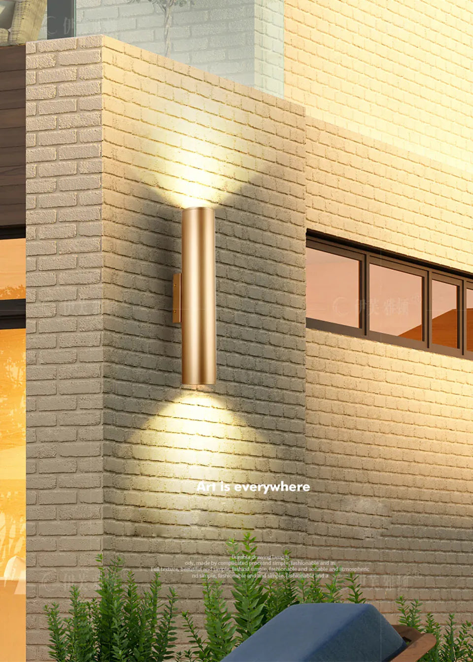 Verthara Premium Gold Stainless Steel IP67 Outdoor Wall Light