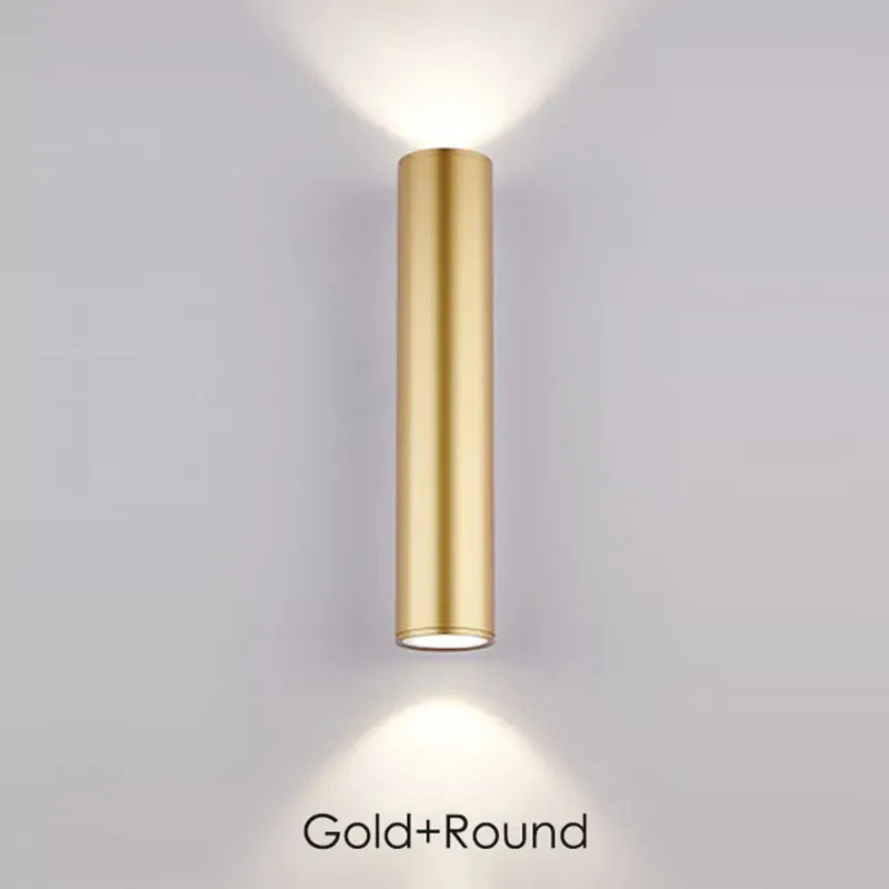 Verthara Premium Gold Stainless Steel IP67 Outdoor Wall Light H30xW8cm 10W / gold round / Cool white