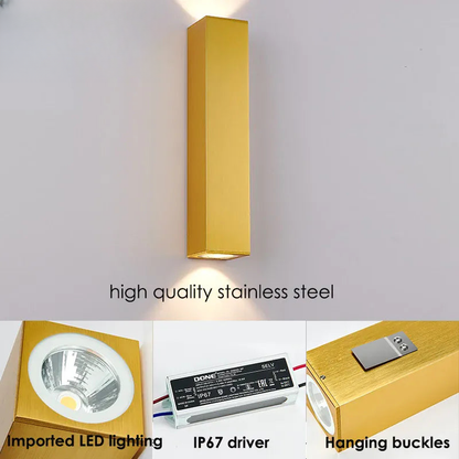 Verthara Premium Gold Stainless Steel IP67 Outdoor Wall Light