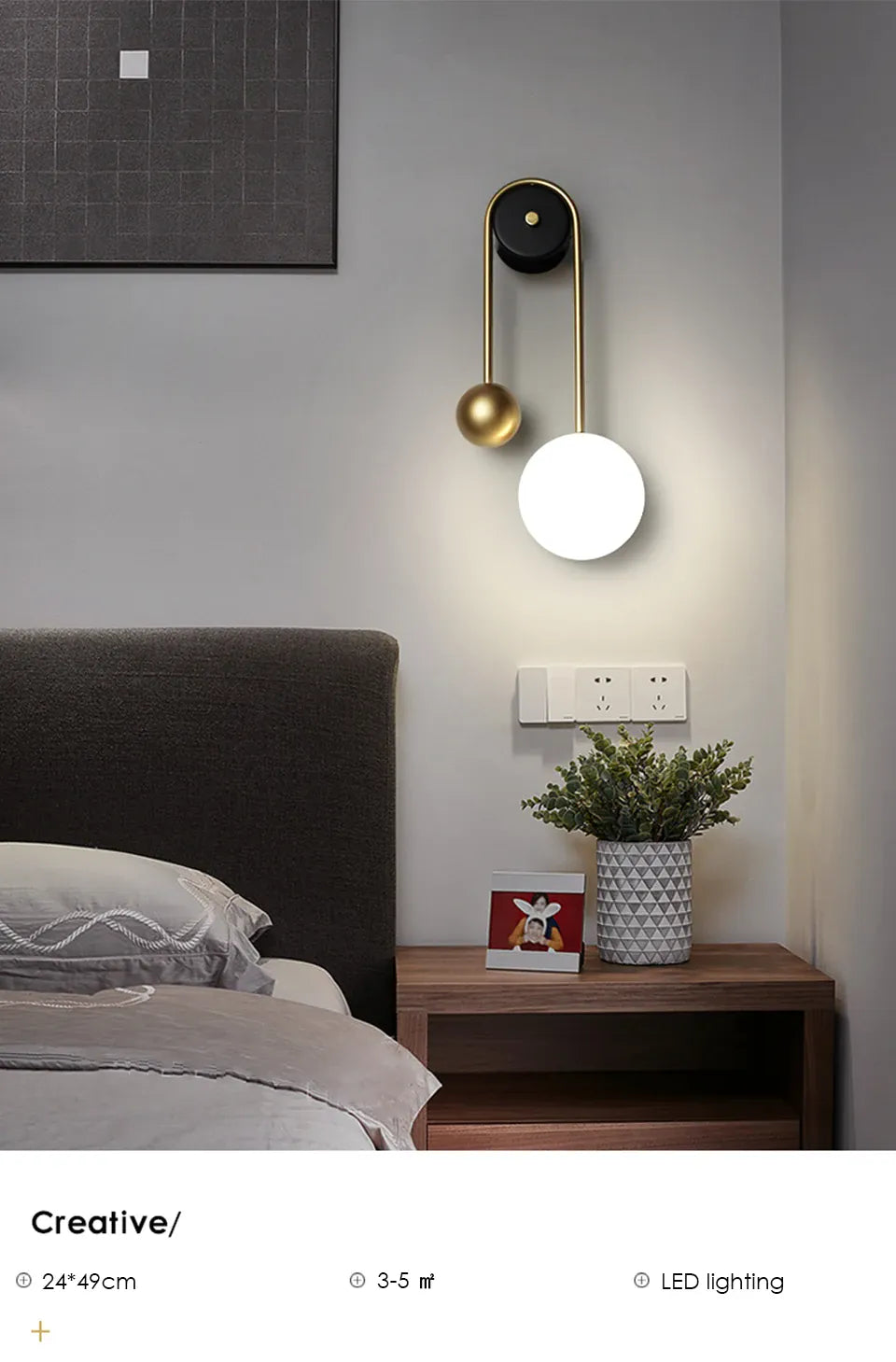 Verthara Premium Golden Ball LED Wall Sconce