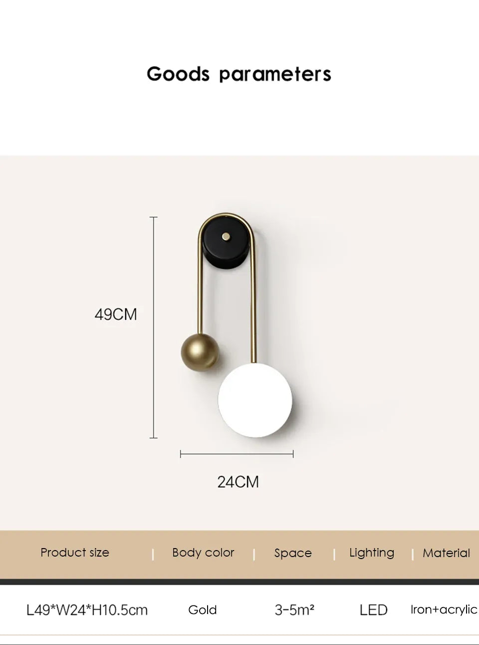 Verthara Premium Golden Ball LED Wall Sconce