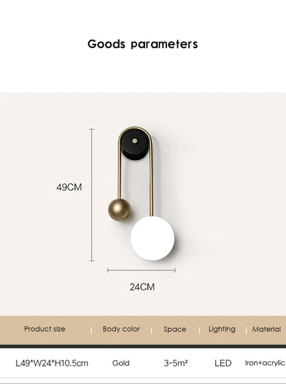 Verthara Premium Golden Ball LED Wall Sconce