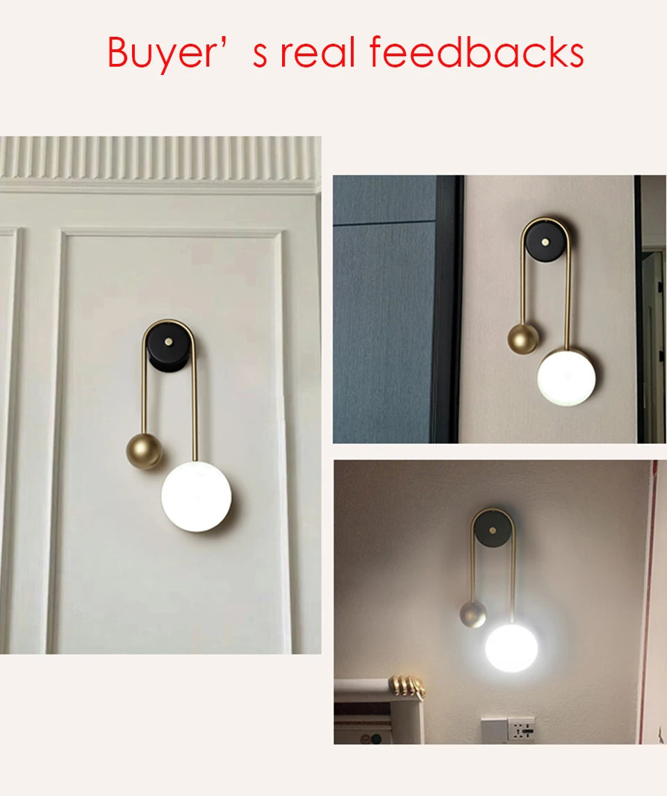 Verthara Premium Golden Ball LED Wall Sconce